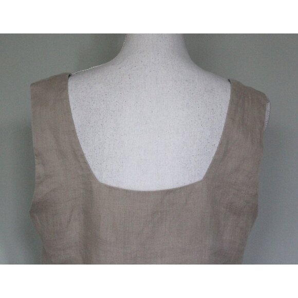 THE RESET R LABEL 100% Linen Beige Boxy Crop Top Tank, Size M Medium - Picture 8 of 12